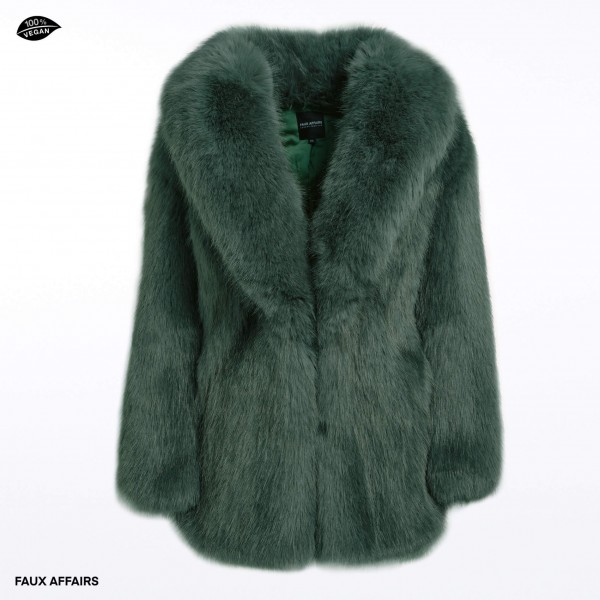 fake fur jacket green