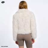 white vegan fur jacket
