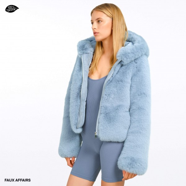 vegan Fur winterjacket blue