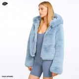 vegan Fur winterjacket blue