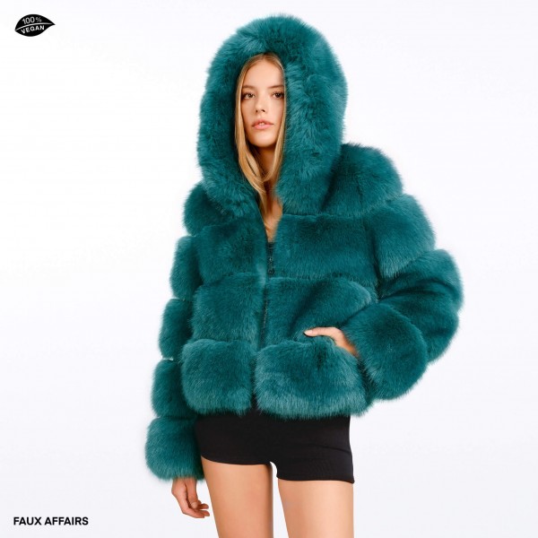 fake fur jacket with hood