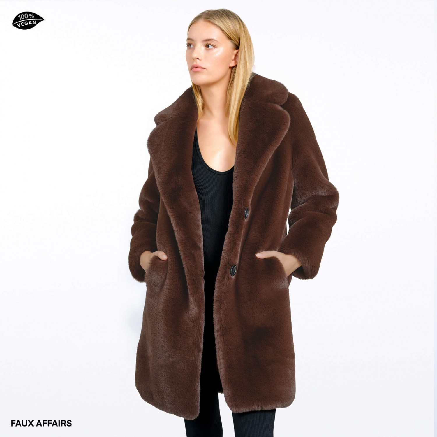 brown faux fur coat