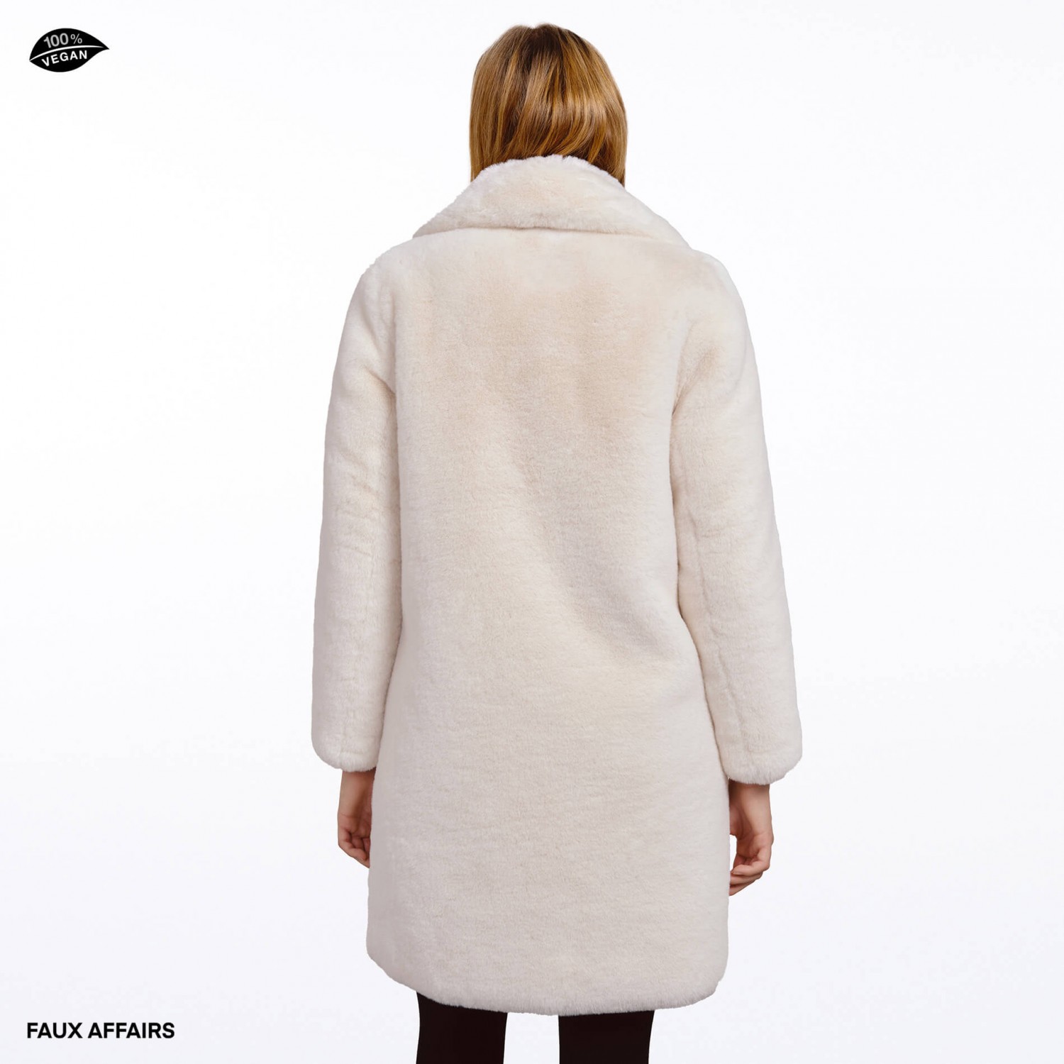 white faux fur coat