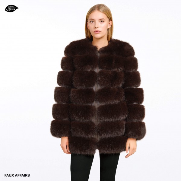 fake fur wintercoat chocolatebrown