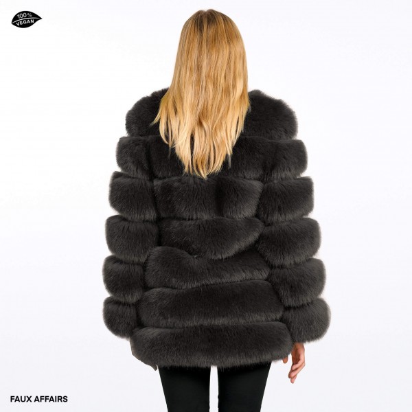 fake fur jacket darkgrey
