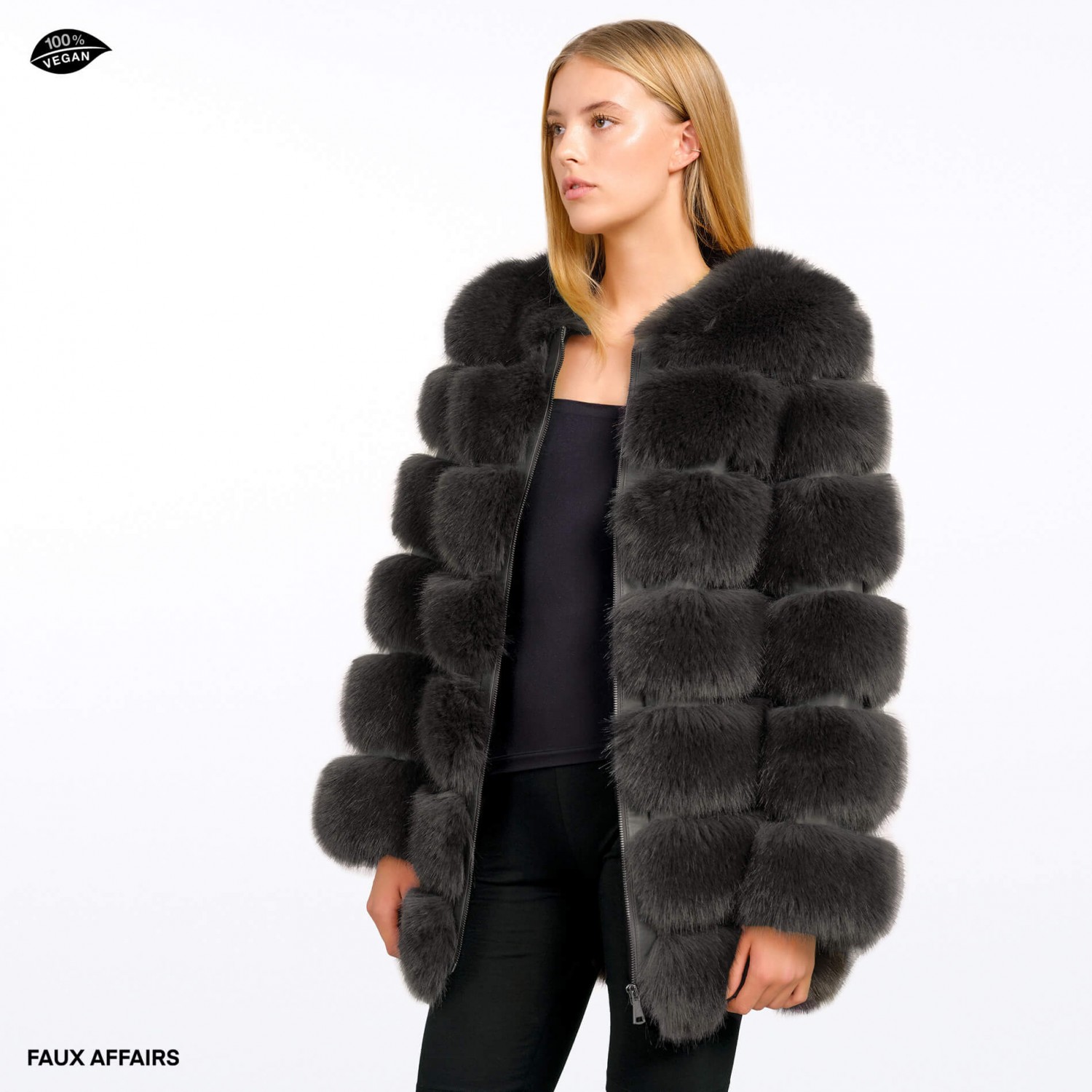 Fake Fur Coat darkgrey