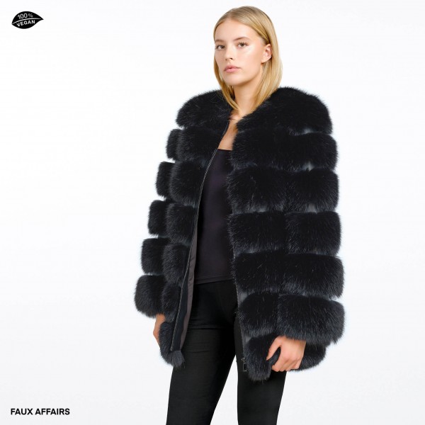 fake fur coat black