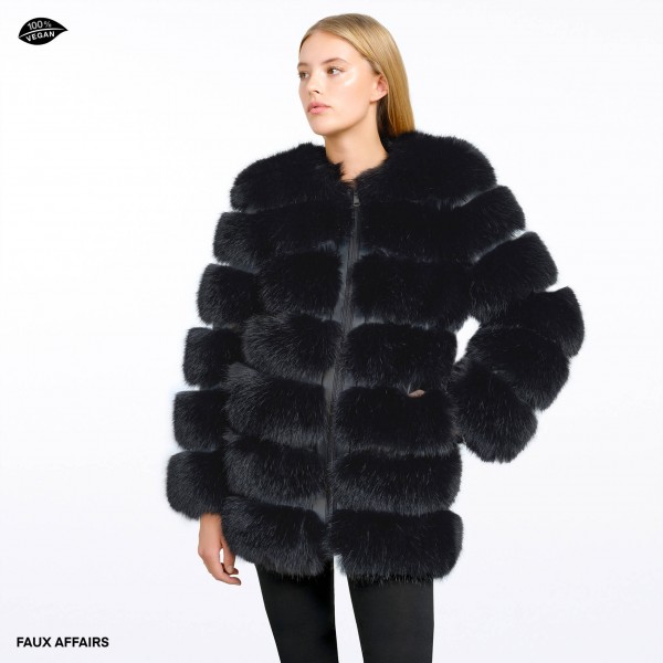 vegan fur coat black