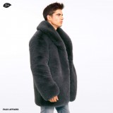 men´s faux fur jacket grey