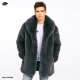 men´s faux fur wintercoat darkgrey