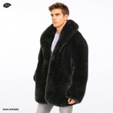 mens fake fur coat black