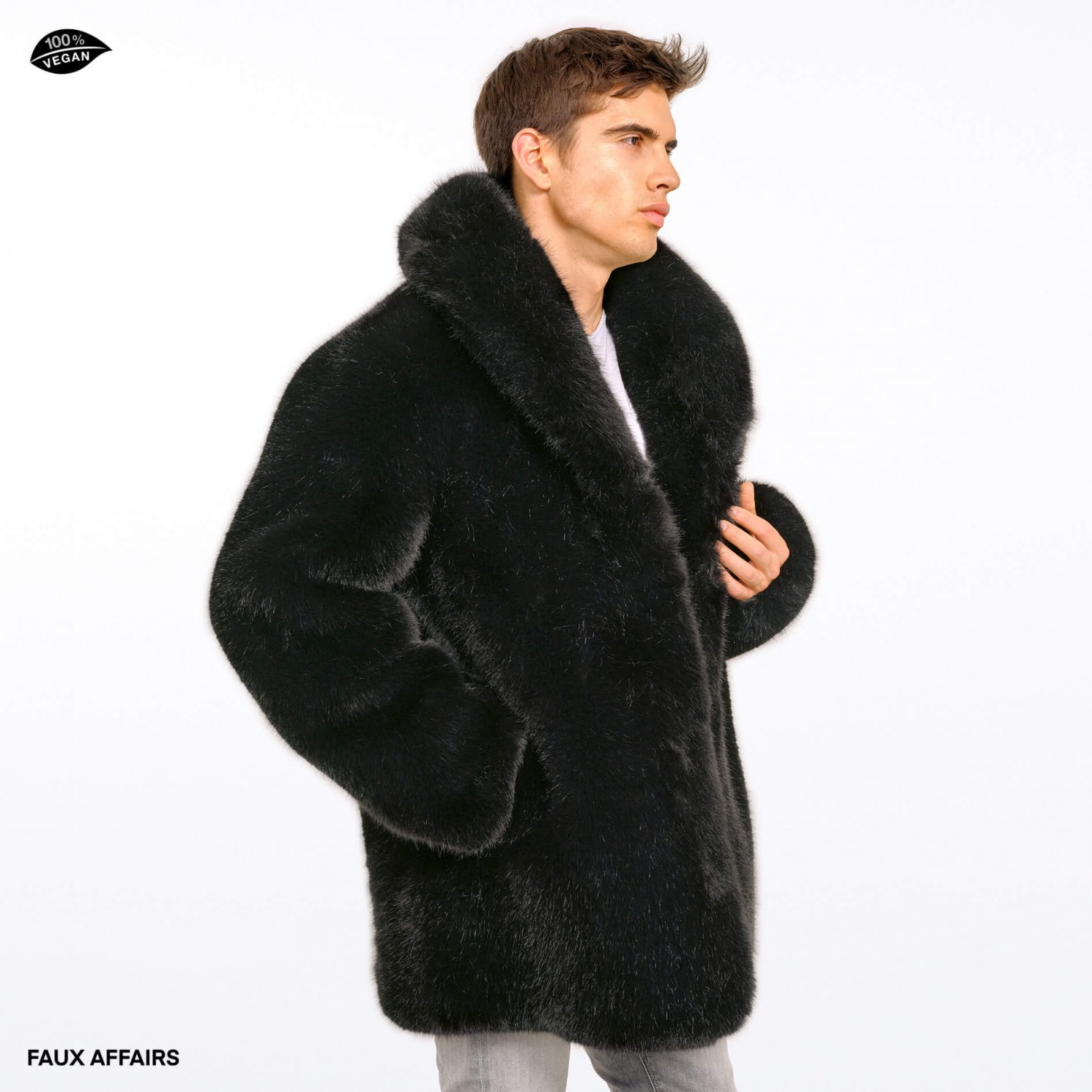 mens faux fur coat