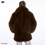 mens vegan fur jacket brown