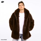 mens fake fur jacket darkbrown