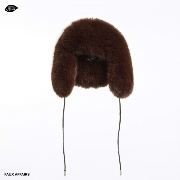 fake fur hat brown