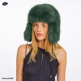 fake fur hat green