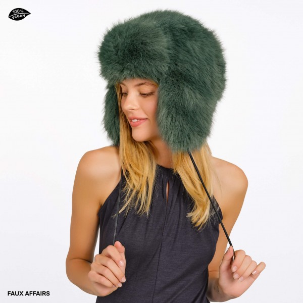 faux fur hat green