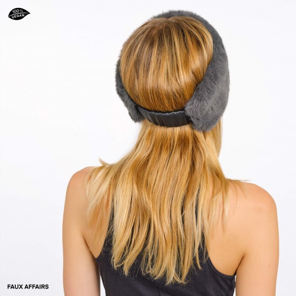 vegan fur headband grey