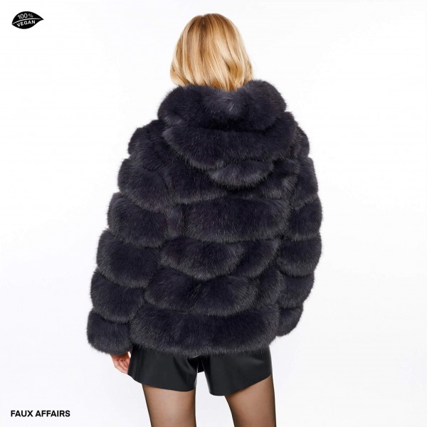 faux fur winterjacket darkgrey