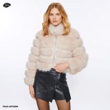 Fake Fur cropped jacket cream