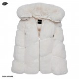 hooded faux fur coat white