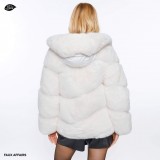 long fake fur jacket white