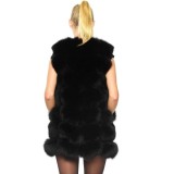 Woman Real Fur Vest black gilet Winterjacket black