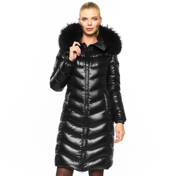 Realfur Downcoat Pufferjacket Black Wintercoat Winterjacket Woman