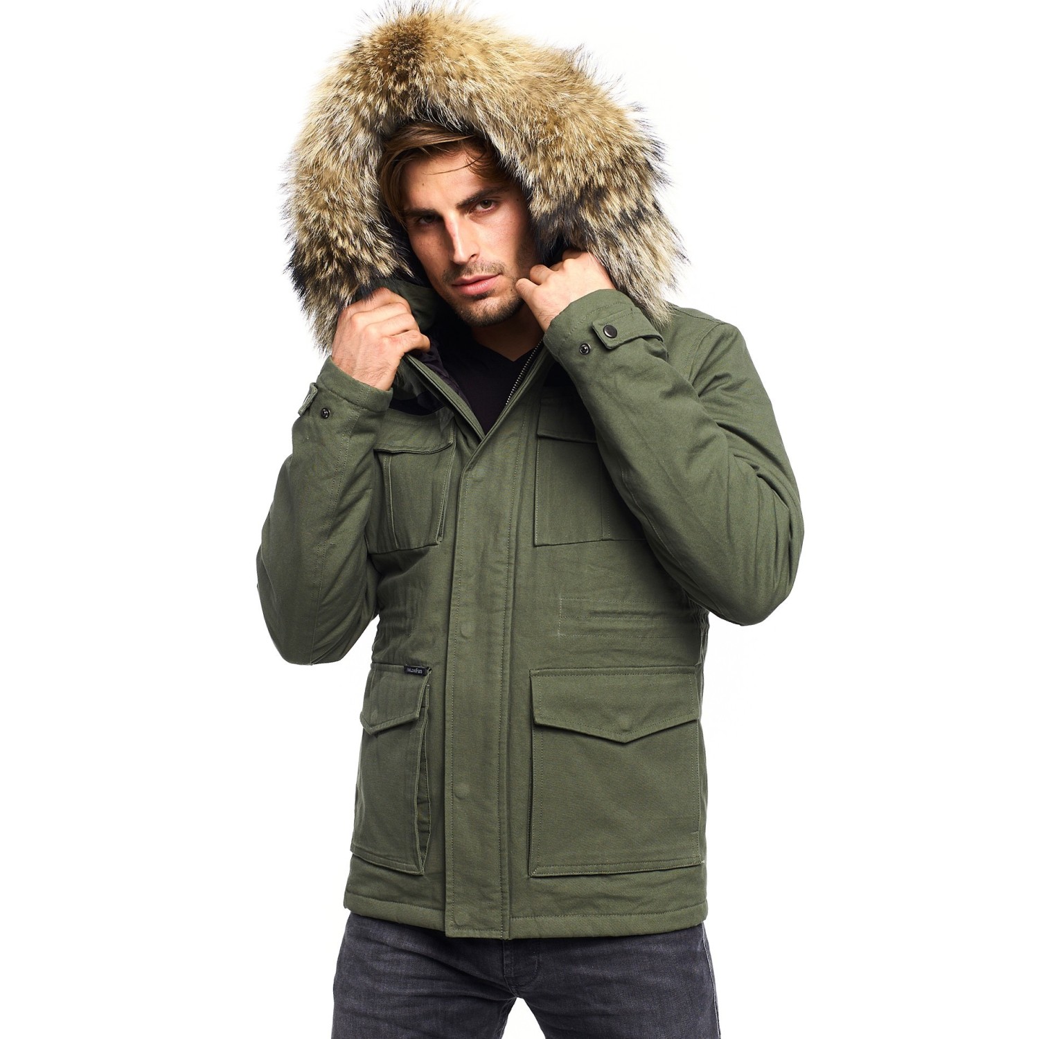 Men’s Army Jacket with fur