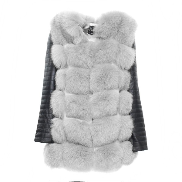 Woman Real Fur Jacket with leather Wintercoat