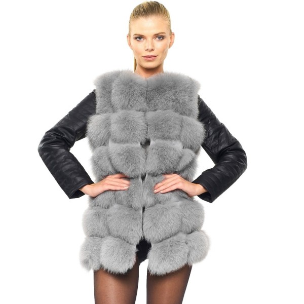 Real Fur Jacket with leather wintercoat