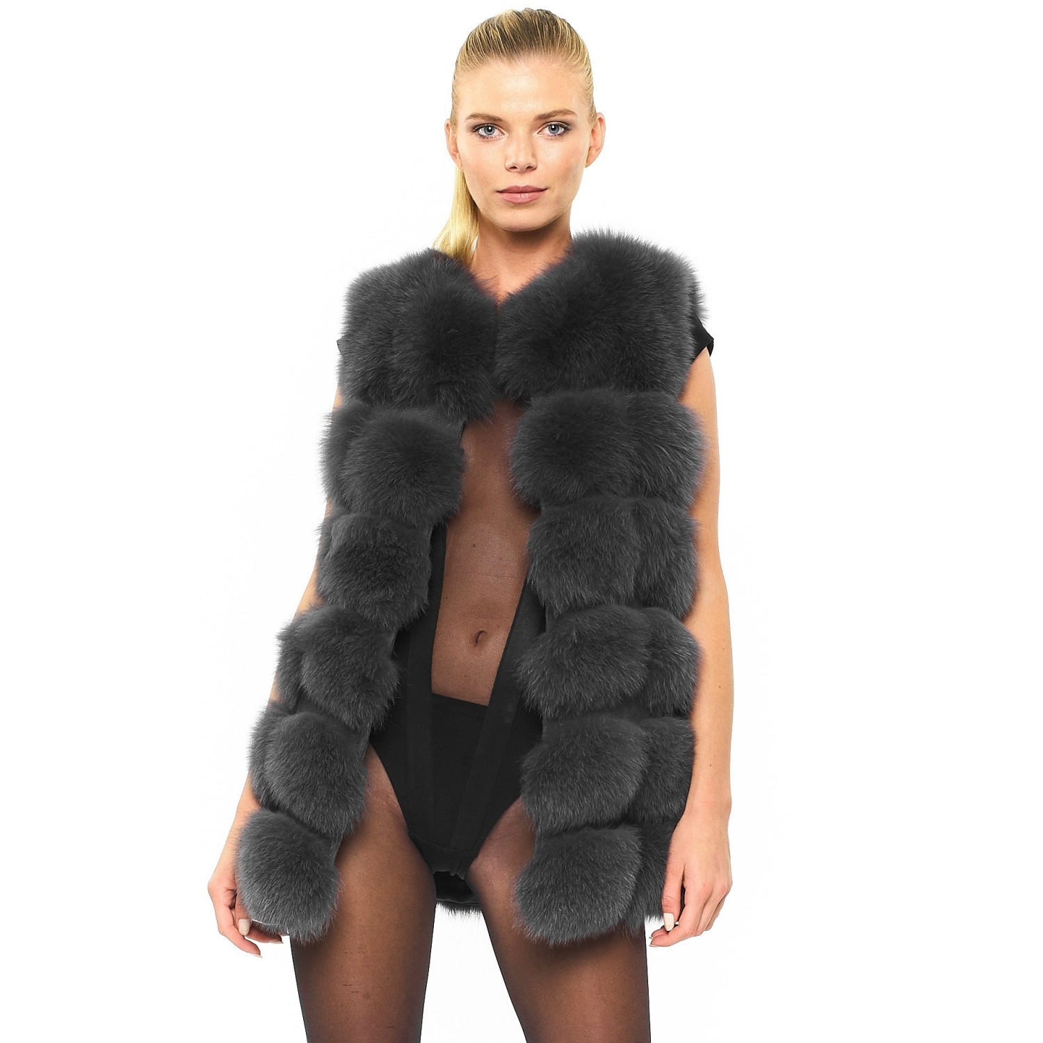 Real fur Jacket with leather sleeves