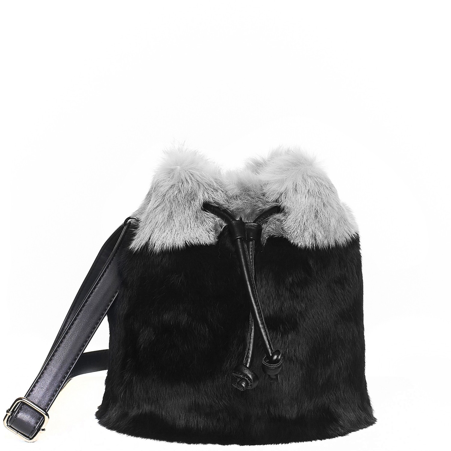 Fur bag "Contrastia" black&grey