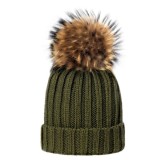 cap with fur pompom babyblue