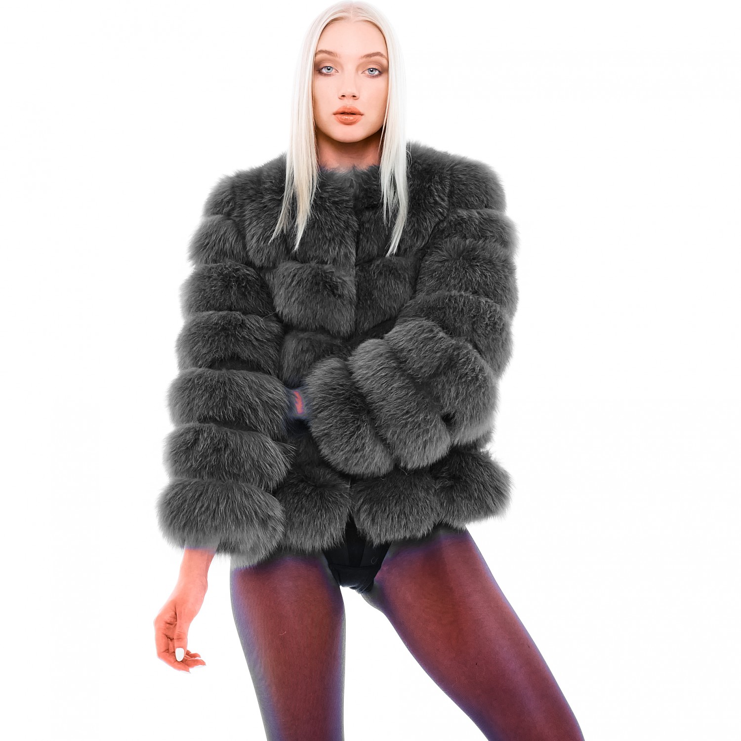Short Fur Jacket „Mini-Vogue“ in grey